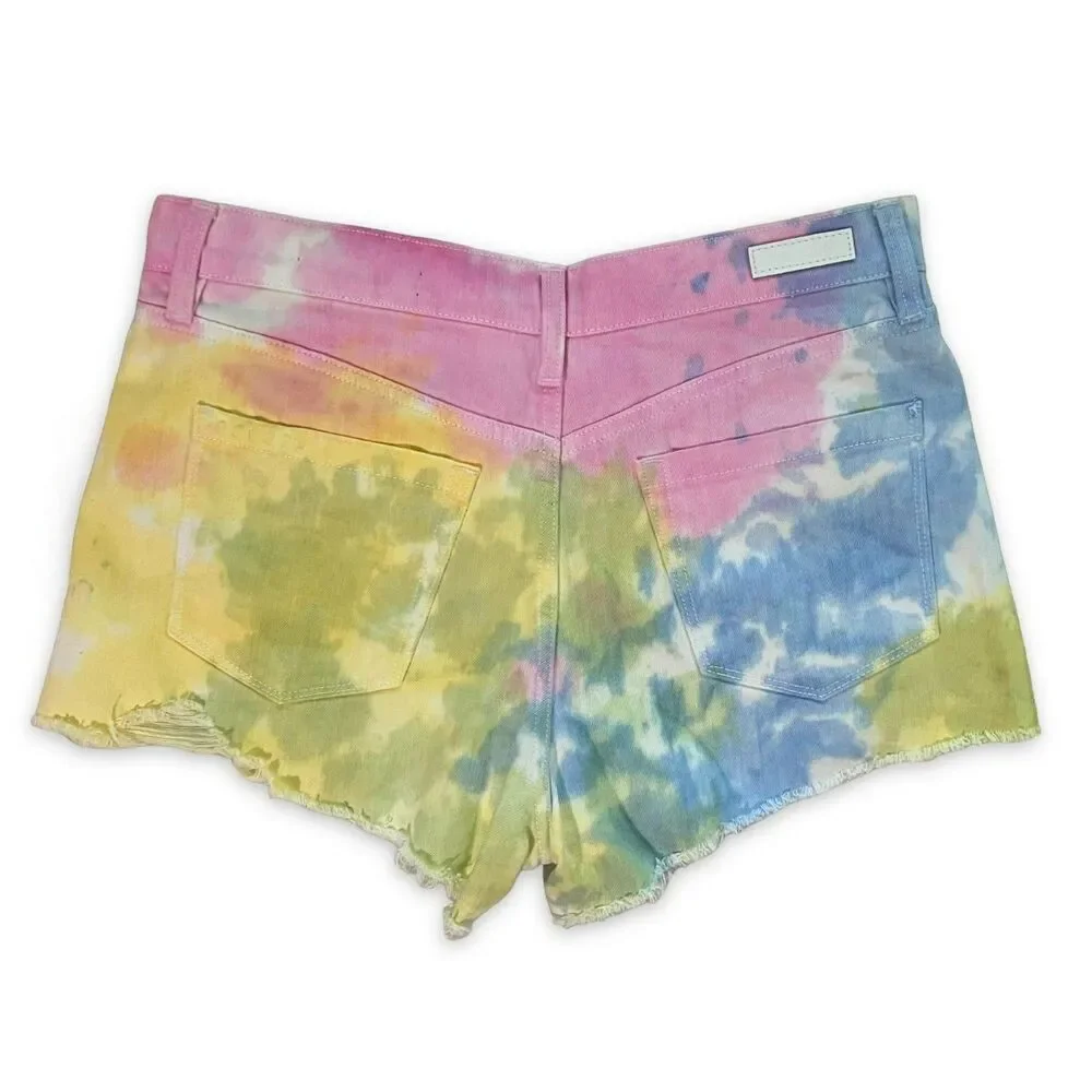 Blank NYC Vintage High Rise The Barrow Tie Dye Cut Off Denim Jean Shorts Size 28 - Picture 5 of 10
